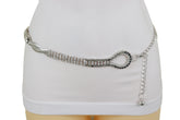 Women Waist Hip Silver Metal Chain Braided Band Belt Bling Flower Charm S M L